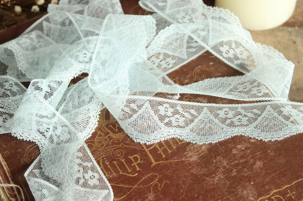 Vintage Blue Lace Trim, 1.25" wide, 3 Yards