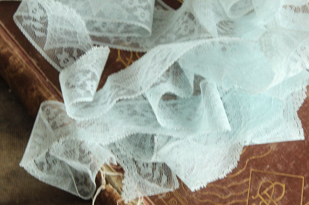 Vintage Blue Lace Trim, 1.25" wide, 3 Yards