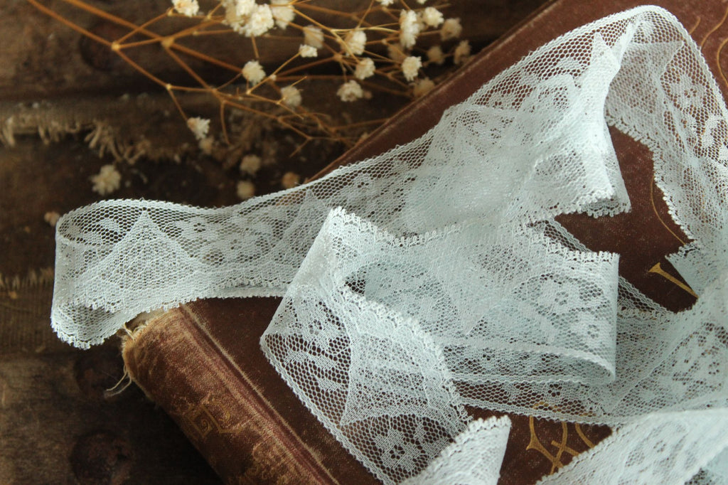 Vintage Blue Lace Trim, 1.25" wide, 3 Yards