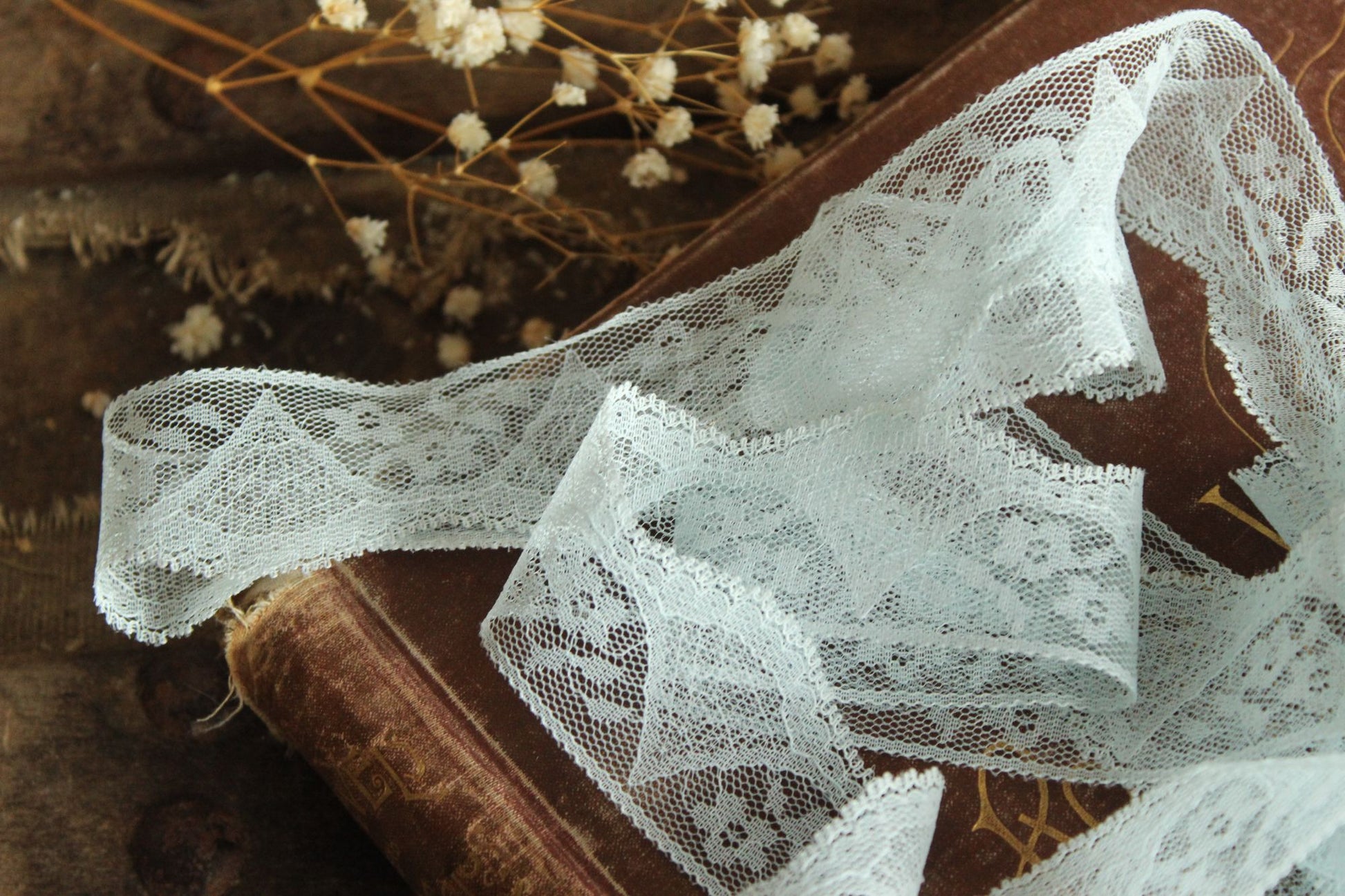 Vintage Blue Lace Trim, 1.25" wide, 3 Yards