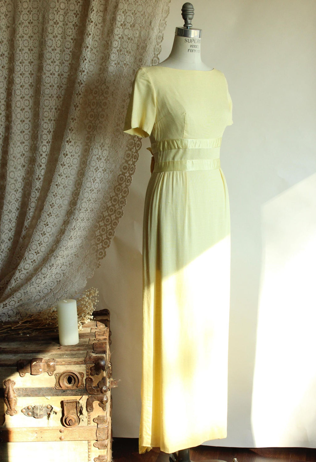 Vintage 1970's Yellow Full Length Maxidress