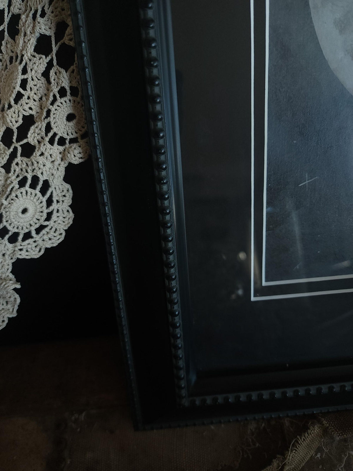 Vintage 2000s "Hanging the Moon" Print Double Matted in Black Frame