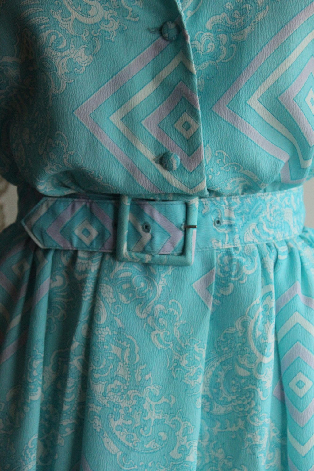 Vintage 1960s 1970s Nelly Don Dress with Belt and Dagger Collar