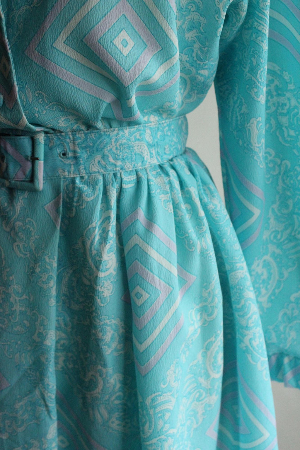Vintage 1960s 1970s Nelly Don Dress with Belt and Dagger Collar
