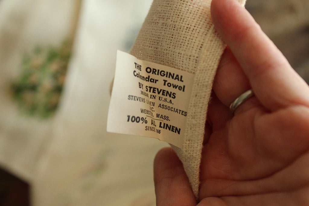 Vintage 1970 Calendar Towel with Hanging Rod