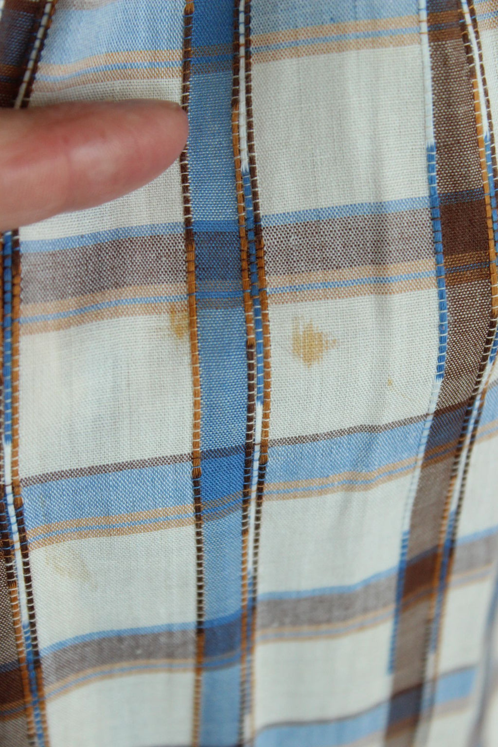 Vintage 1960s 1970s Plaid Blue and Brown Check Full Skirt