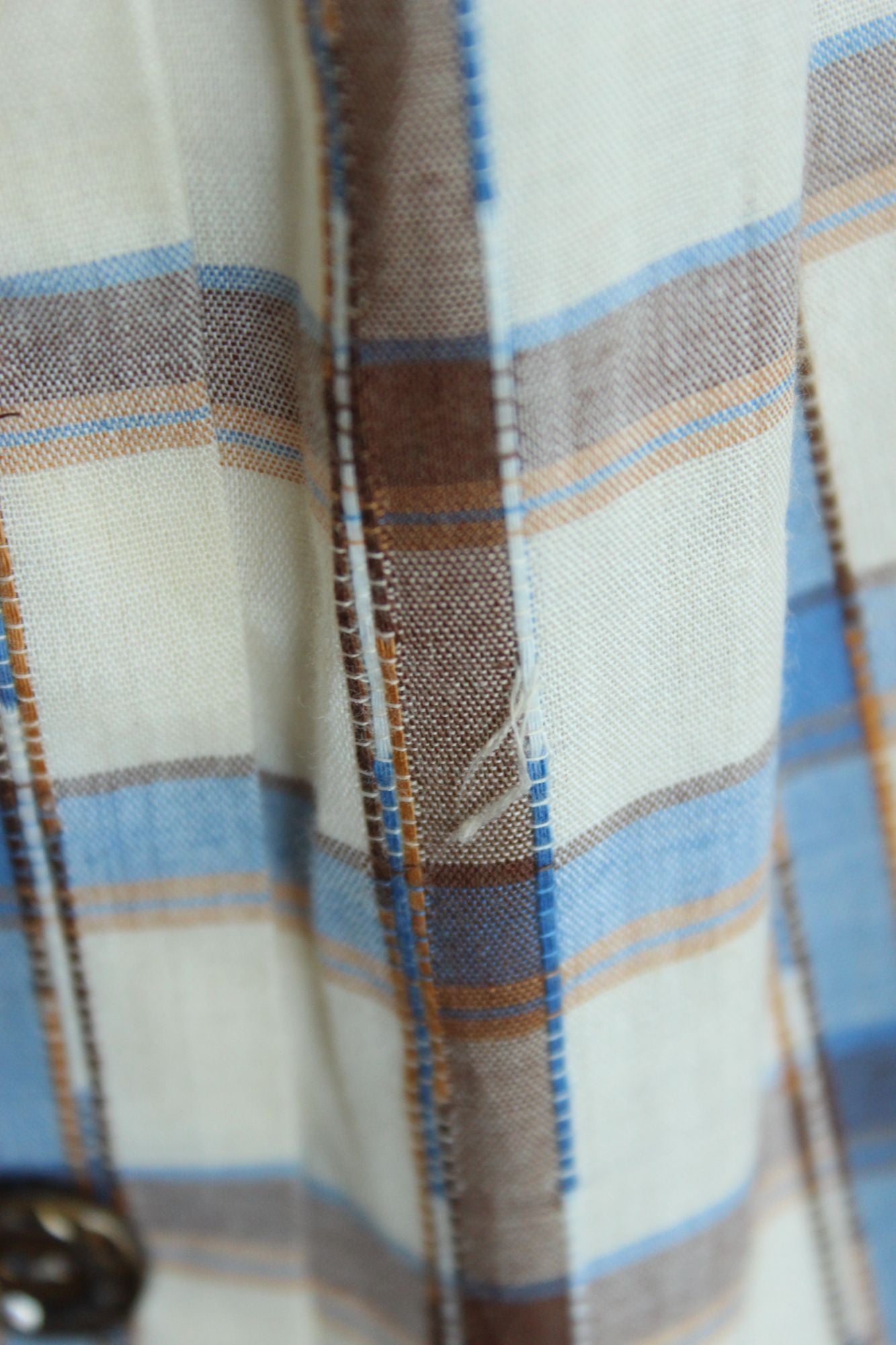 Vintage 1960s 1970s Plaid Blue and Brown Check Full Skirt