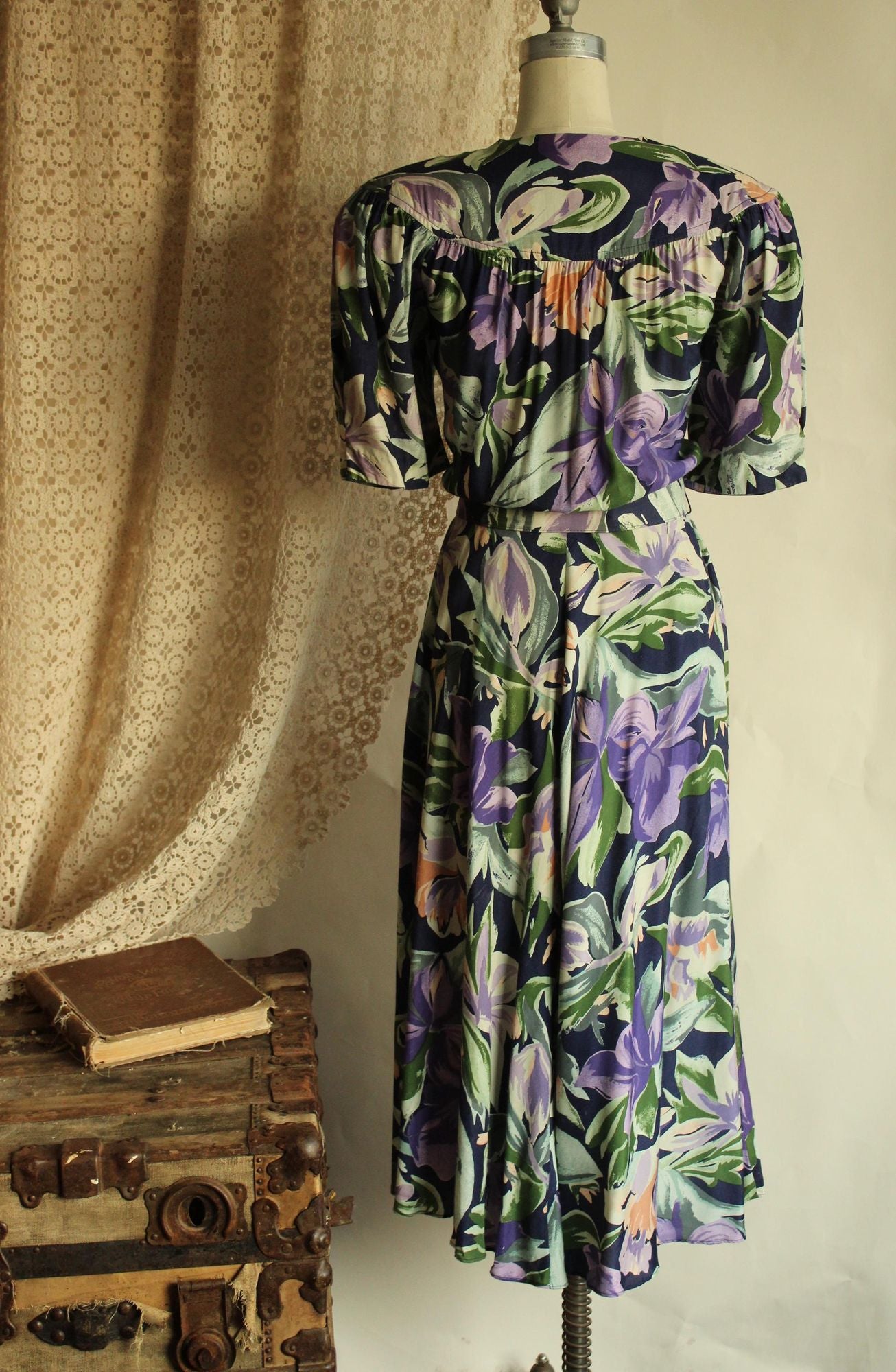 Vintage 1980's Ed Michaels by Melanie Drucher Dress with Pockets and Belt