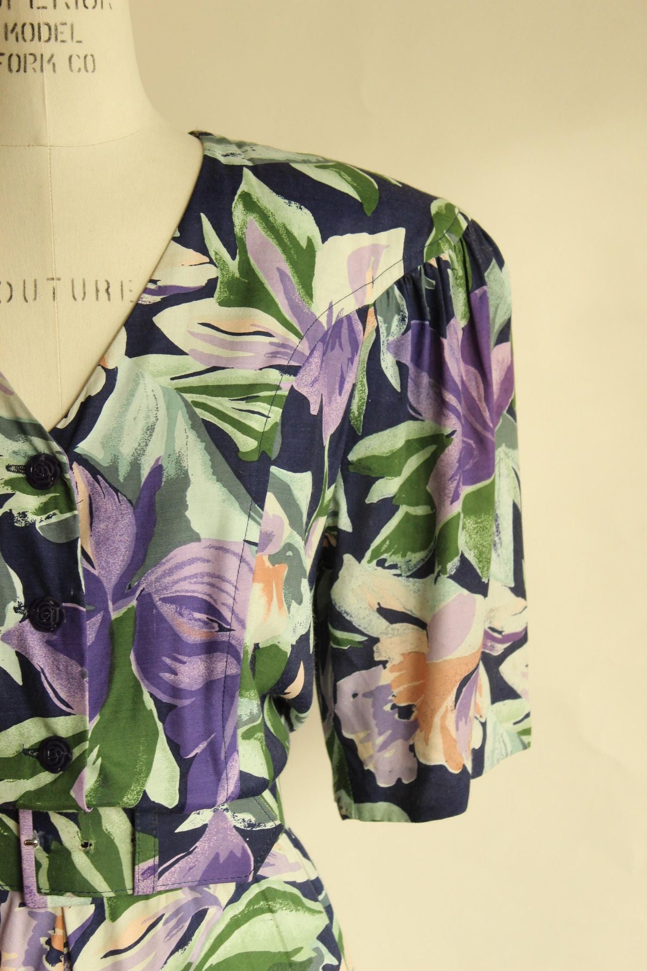 Vintage 1980's Ed Michaels by Melanie Drucher Dress with Pockets and Belt