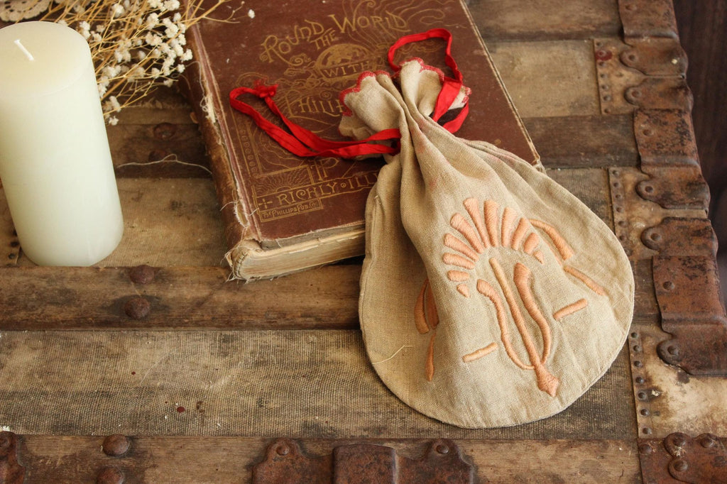 Vintage 1930s 1940s Drawstring Bag