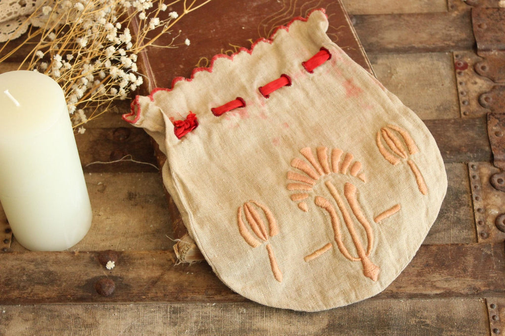 Vintage 1930s 1940s Drawstring Bag