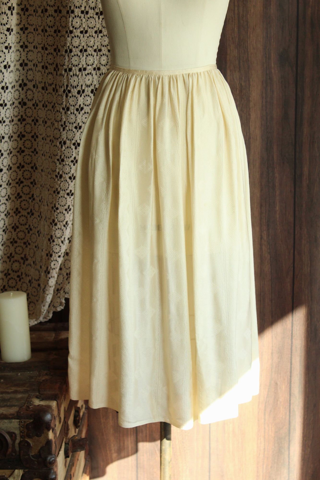 Vintage 1960s  Ivory Silk  Blouse and Skirt