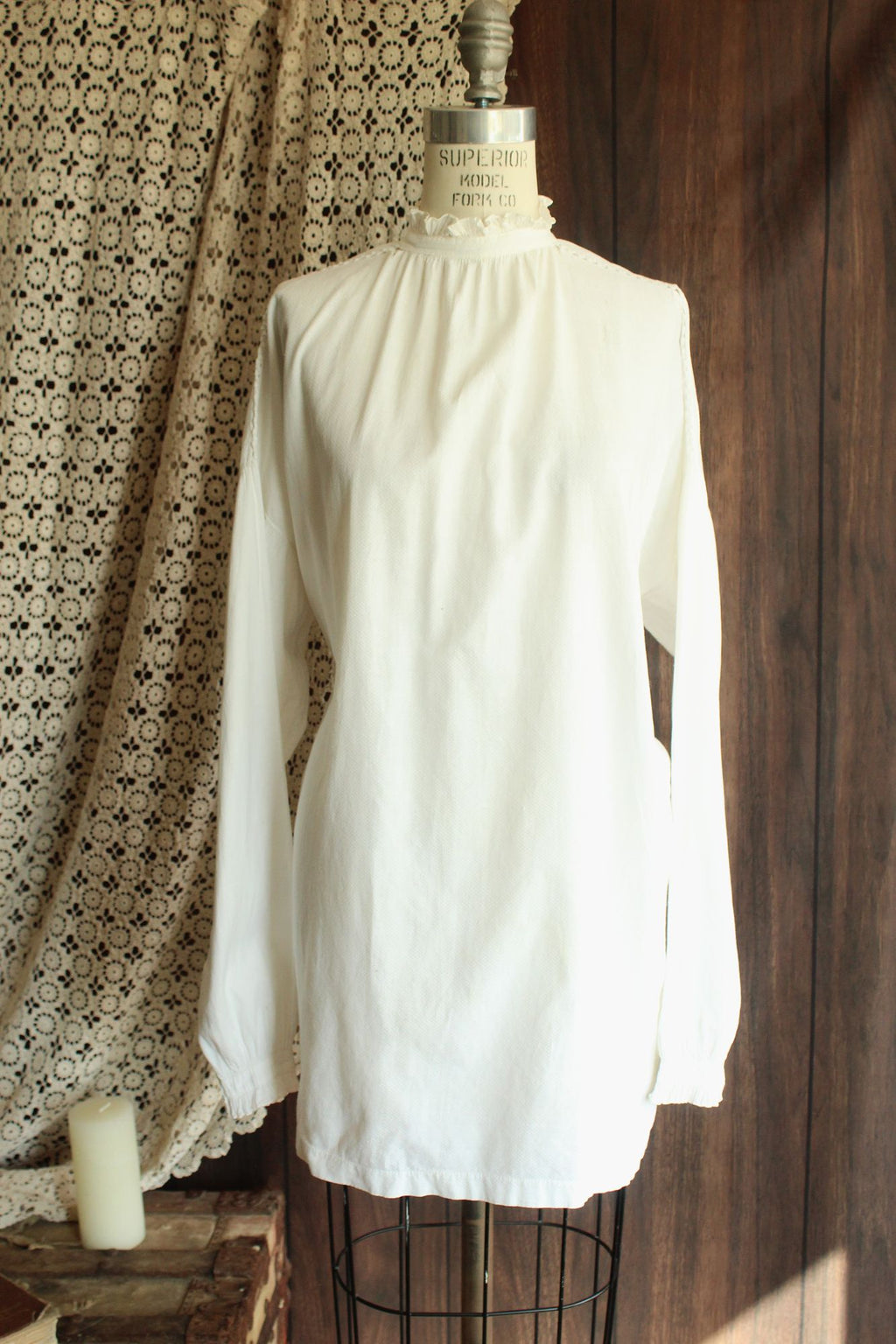 Vintage Antique 1900s Victorian Volup White Cotton Shirt