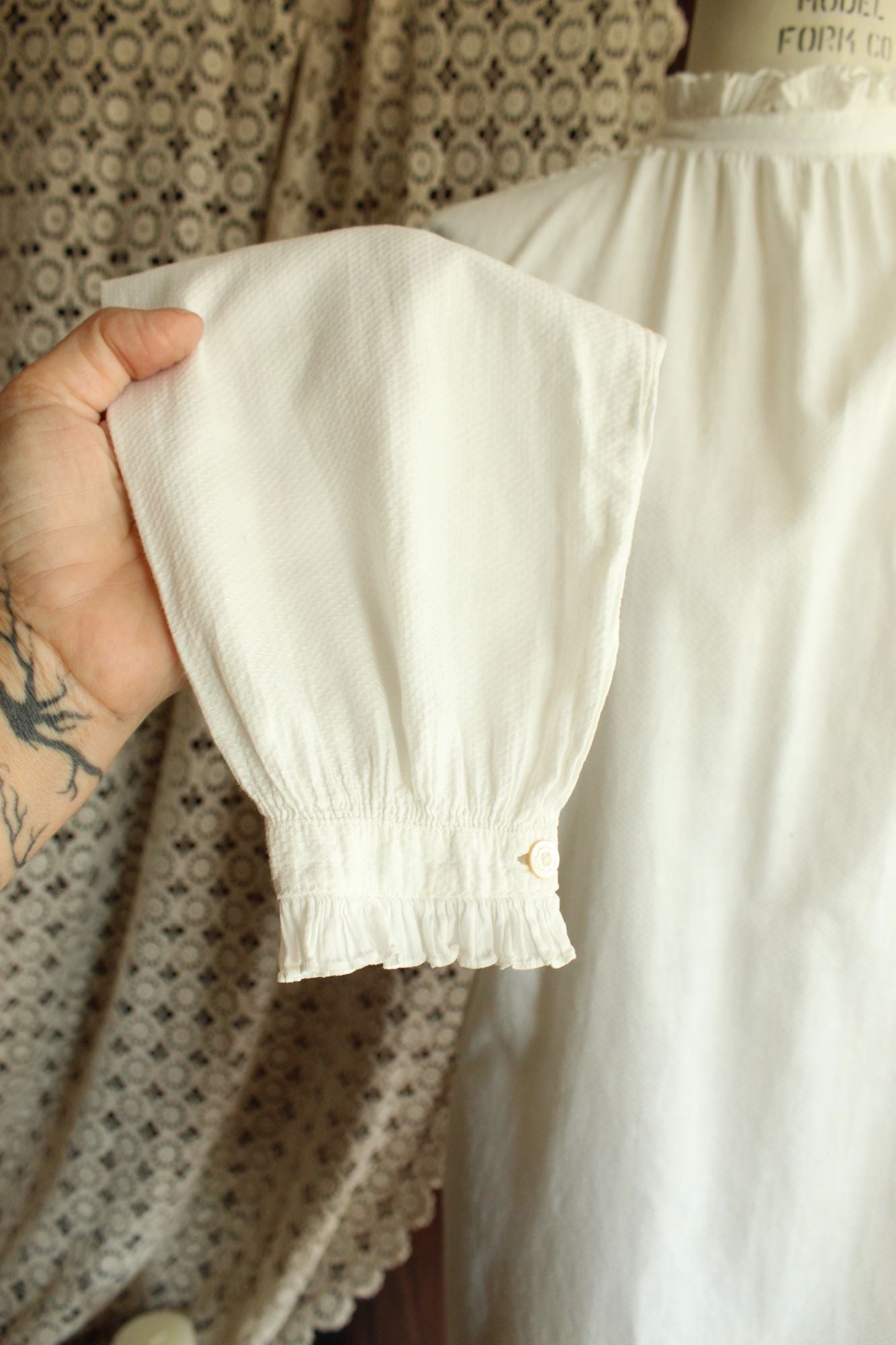 Vintage Antique 1900s Victorian Volup White Cotton Shirt