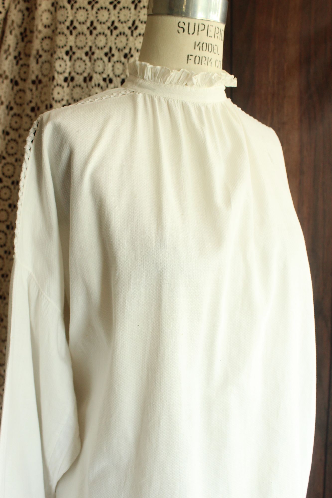 Vintage Antique 1900s Victorian Volup White Cotton Shirt