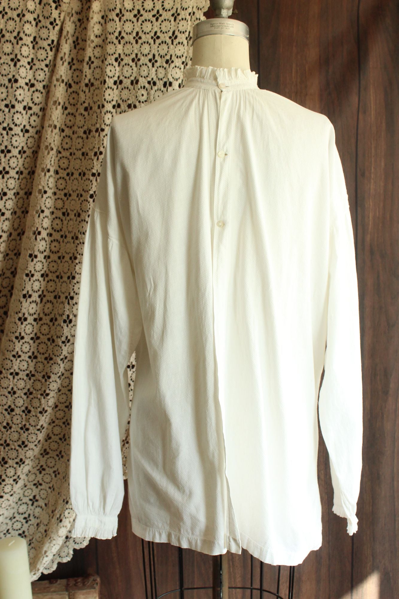 Vintage Antique 1900s Victorian Volup White Cotton Shirt