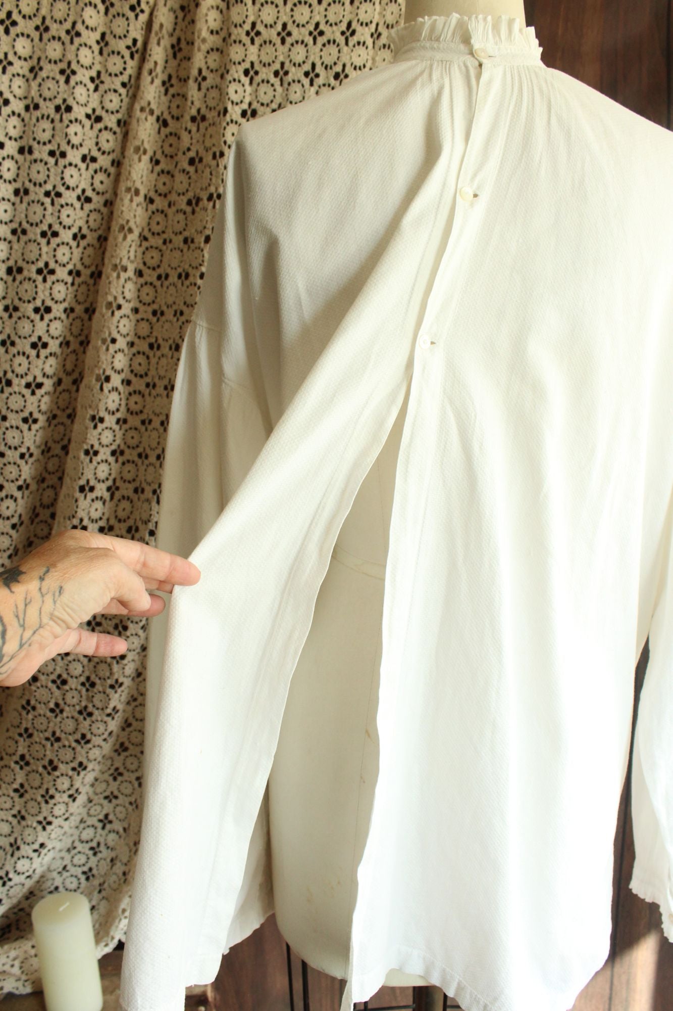 Vintage Antique 1900s Victorian Volup White Cotton Shirt