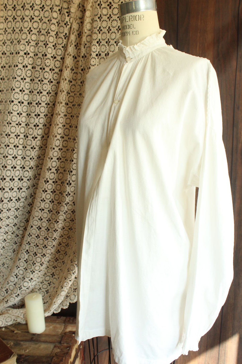Vintage Antique 1900s Victorian Volup White Cotton Shirt