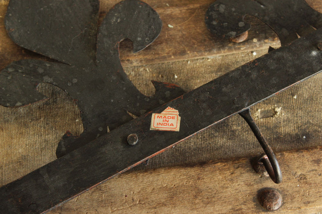 Vintage 1990s Three Black Fleur de Lis  Wrought Iron Hooks