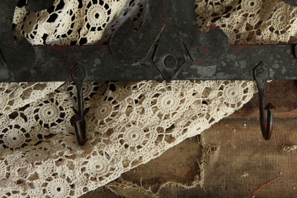 Vintage 1990s Three Black Fleur de Lis  Wrought Iron Hooks