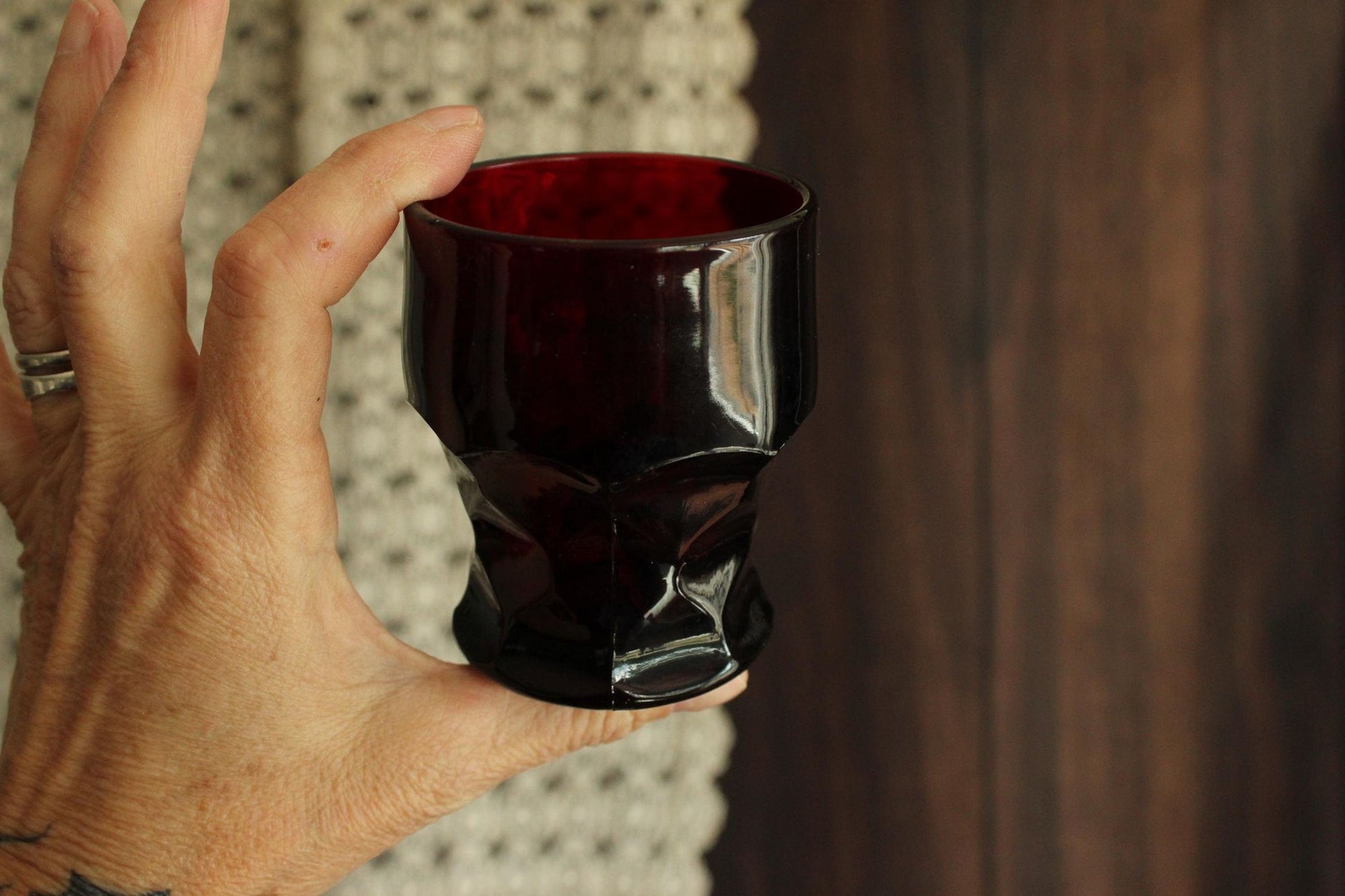 Vintage Anchor Hocking Georgian Royal Ruby Red Juice Tumblers Set of Ten