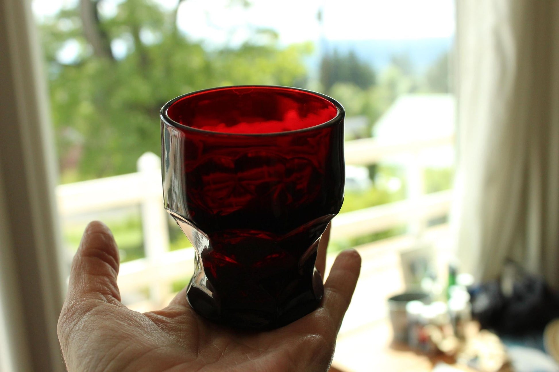 Vintage Anchor Hocking Georgian Royal Ruby Red Juice Tumblers Set of Ten