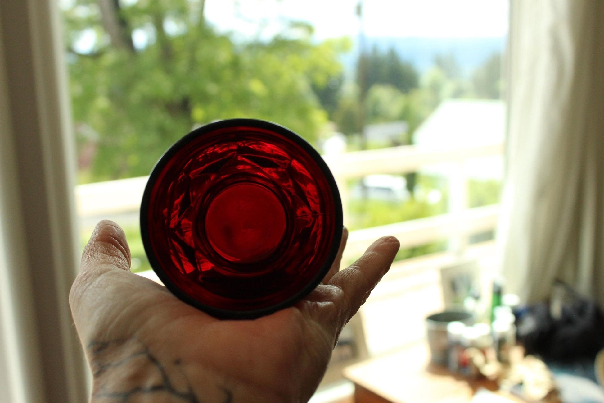 Vintage Anchor Hocking Georgian Royal Ruby Red Juice Tumblers Set of Ten