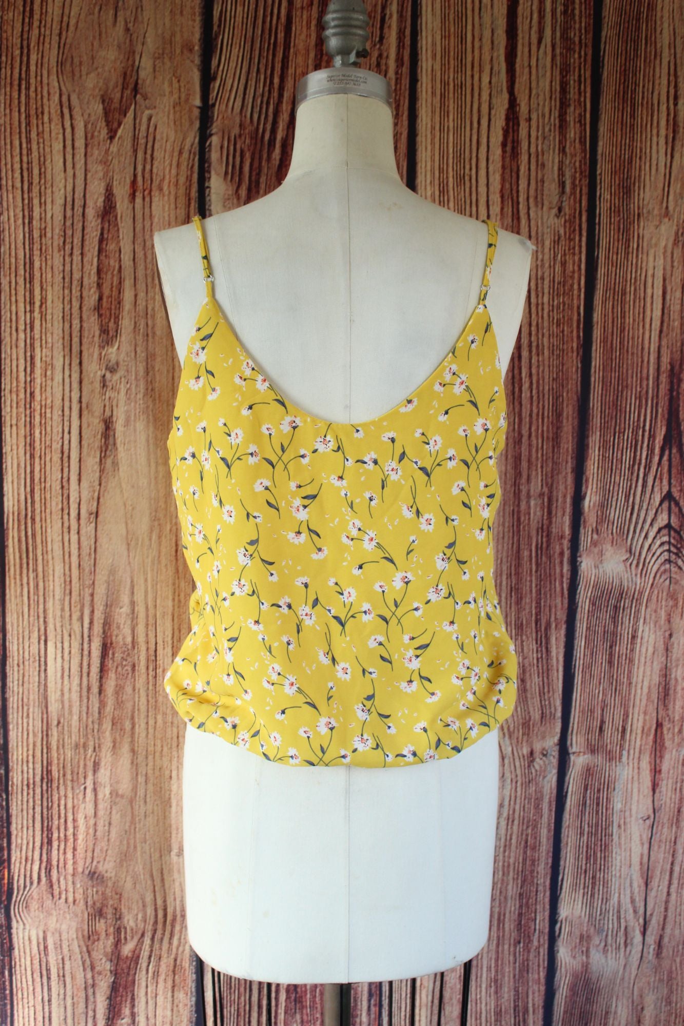 Sienna Sky Womens Top, Size Medium, Yellow Floral Tie-Front Sleeveless
