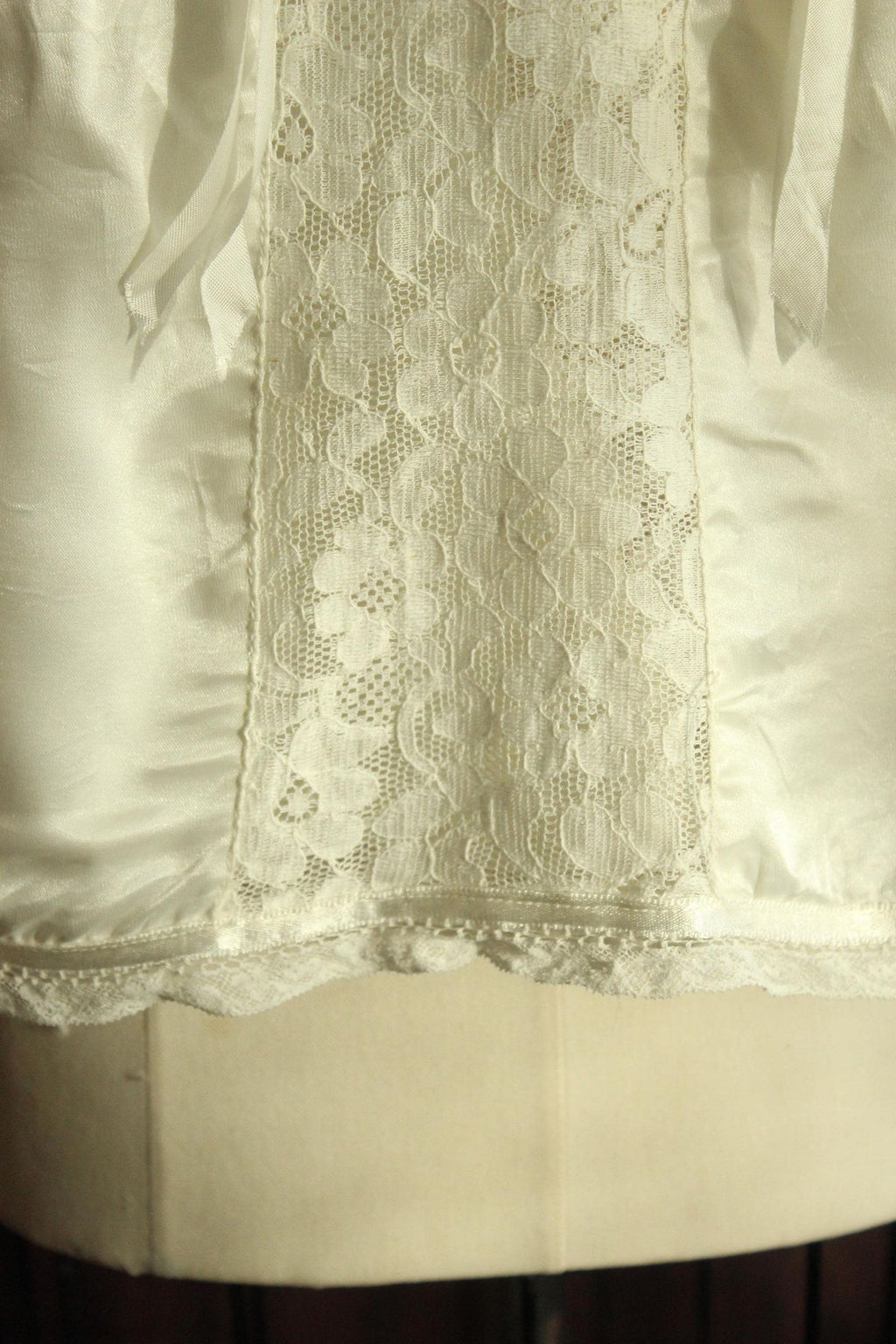 Vintage 1960s 1970sWhite Silk Satin and Lace Baby Christening Baptism Dress