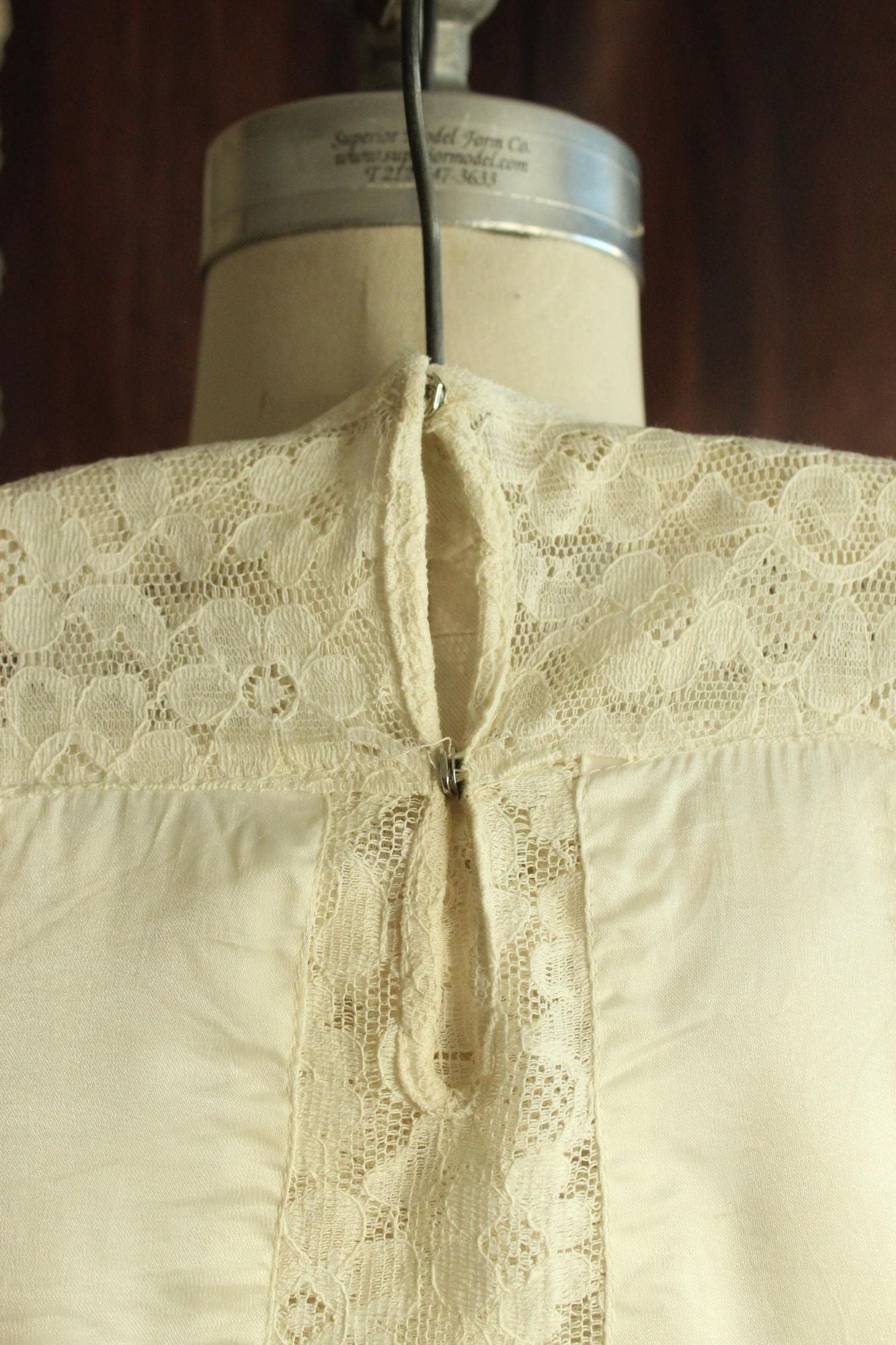 Vintage 1960s 1970sWhite Silk Satin and Lace Baby Christening Baptism Dress