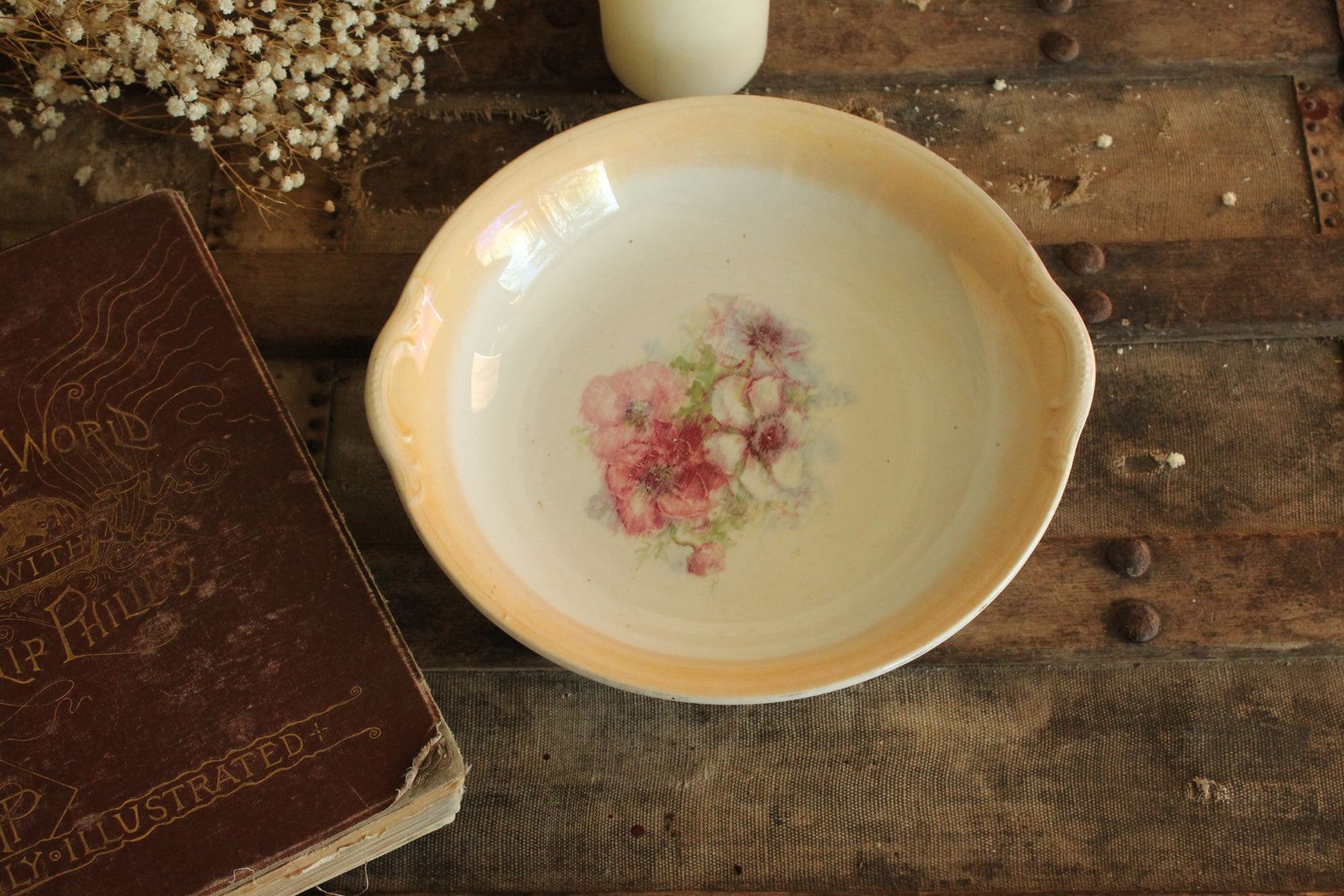 Vintage 1950s Lusterware Serving Bowl