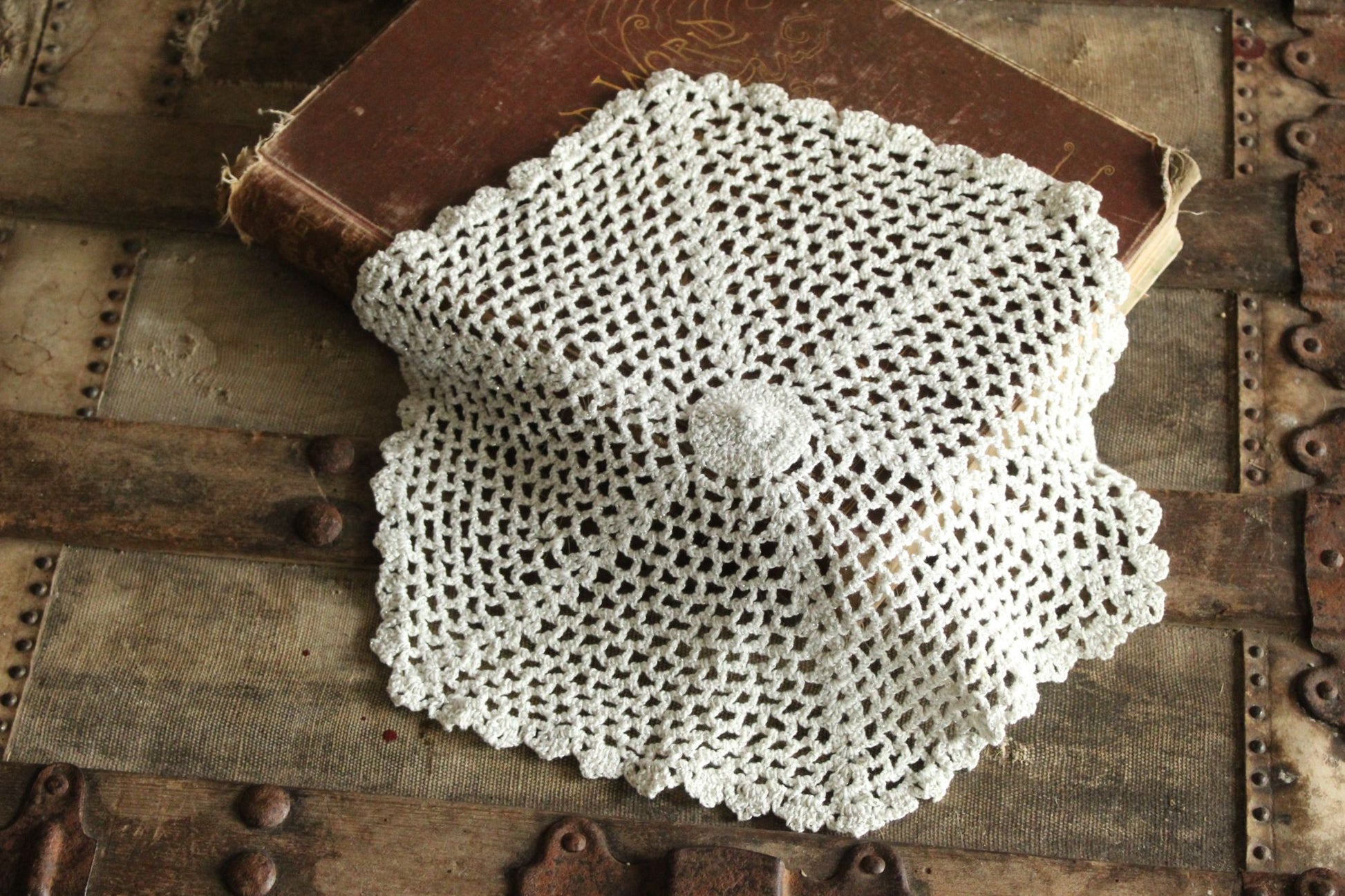 Vintage Doily with Silver Threads