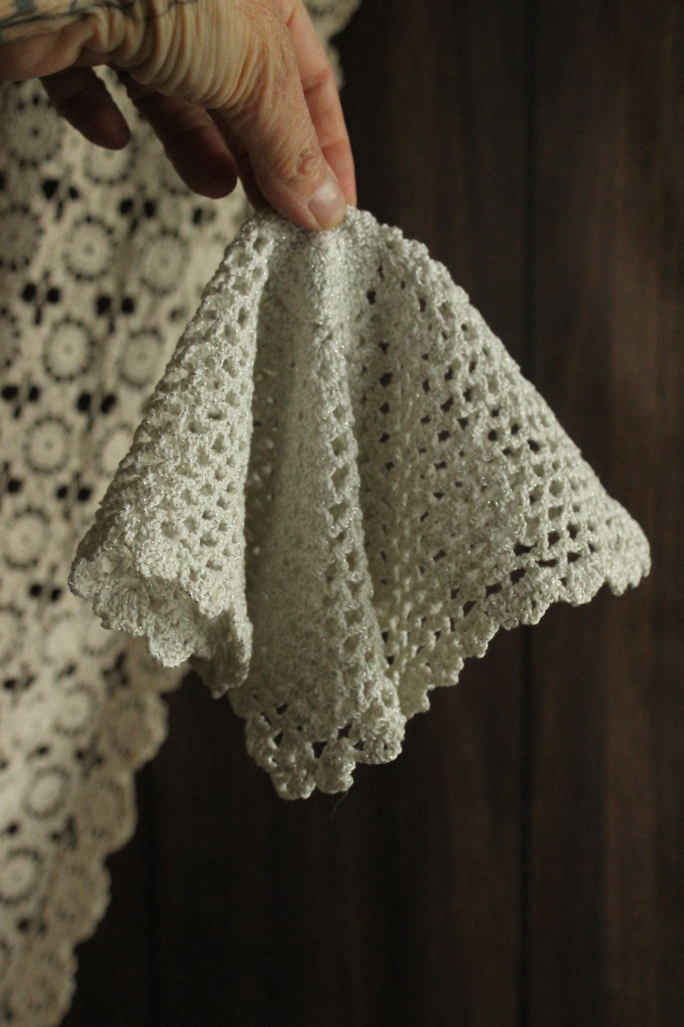 Vintage Doily with Silver Threads