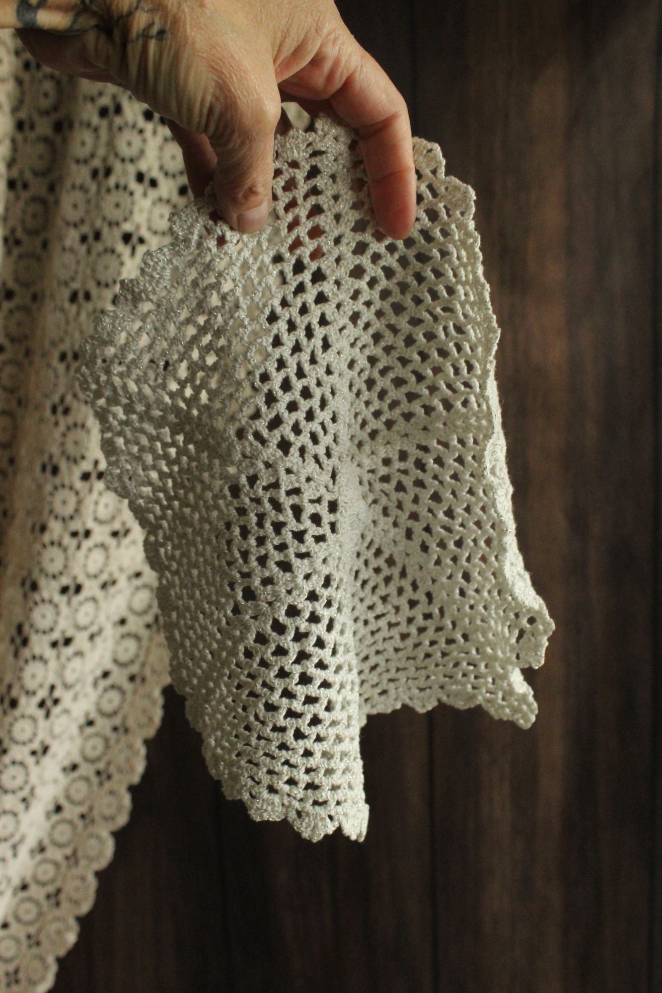 Vintage Doily with Silver Threads