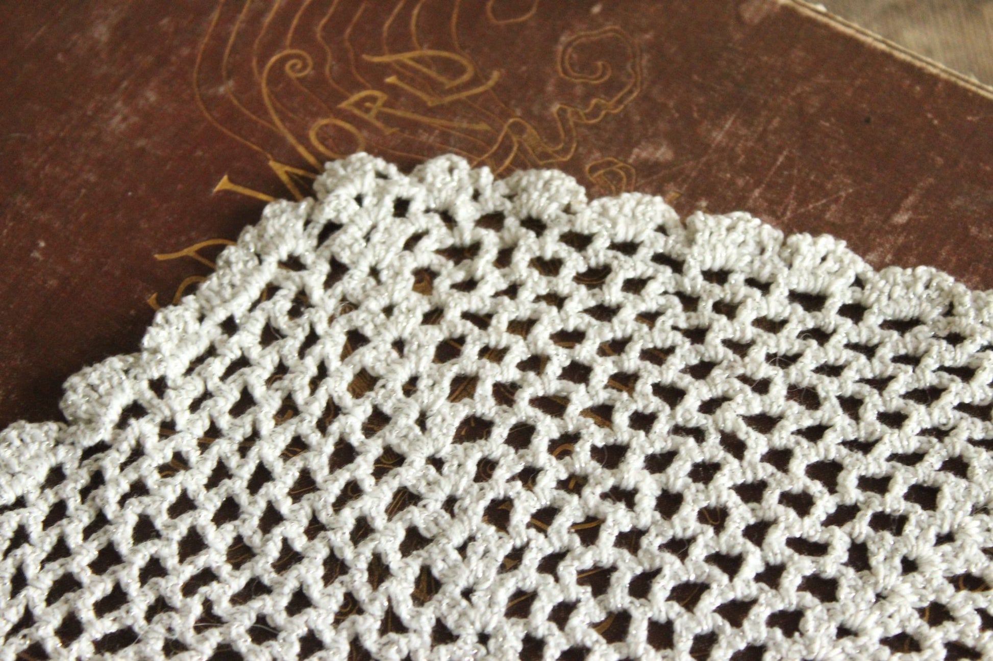 Vintage Doily with Silver Threads