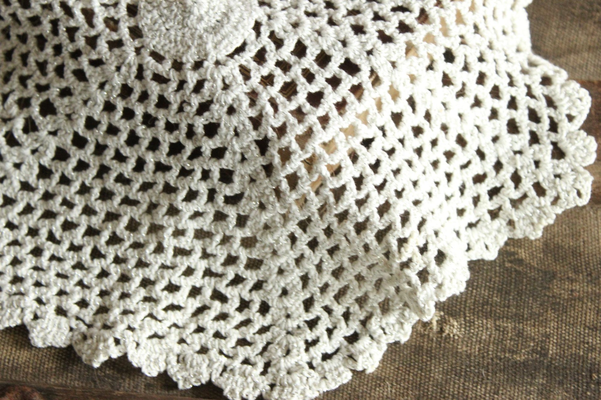 Vintage Doily with Silver Threads