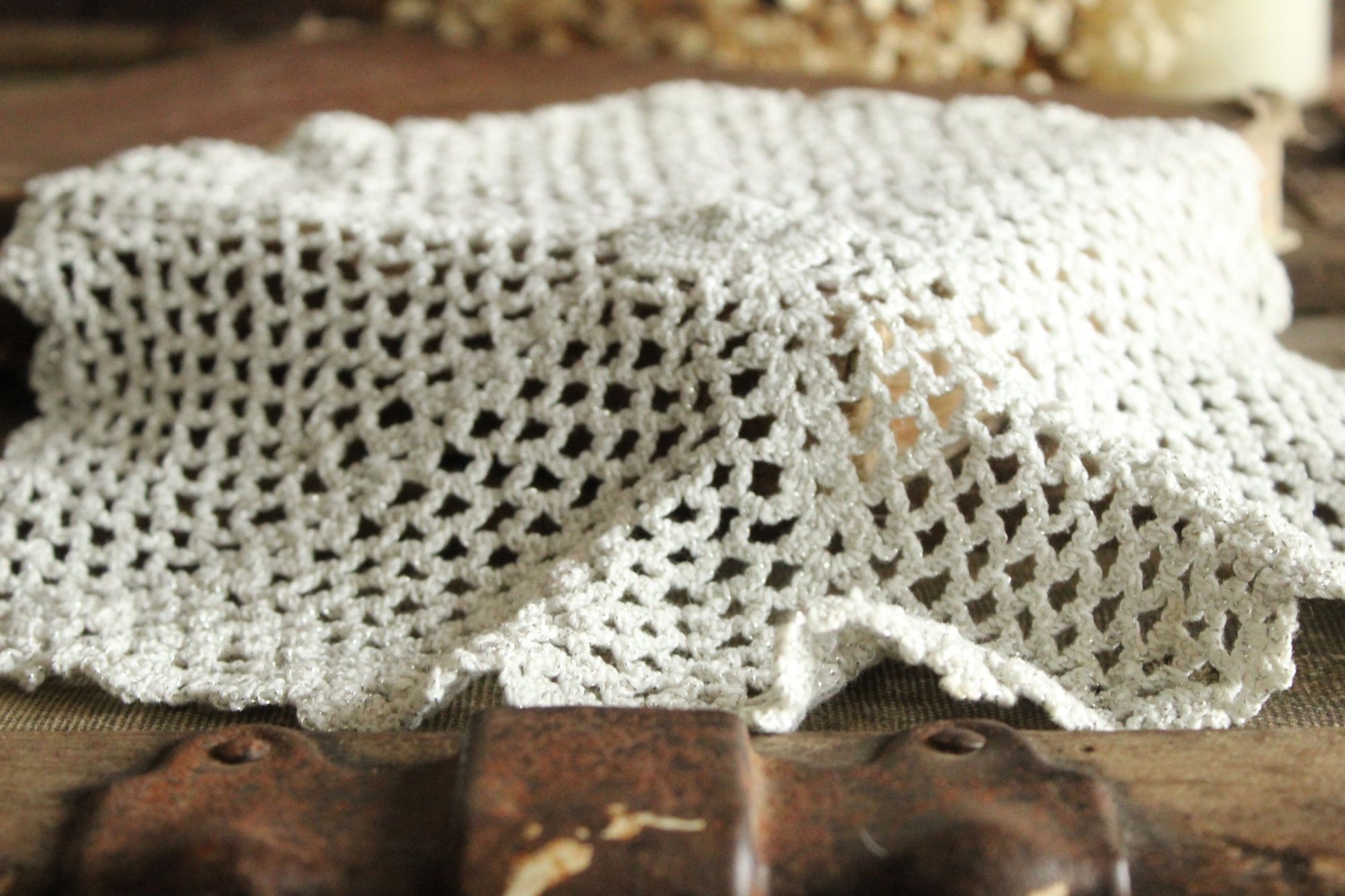 Vintage Doily with Silver Threads
