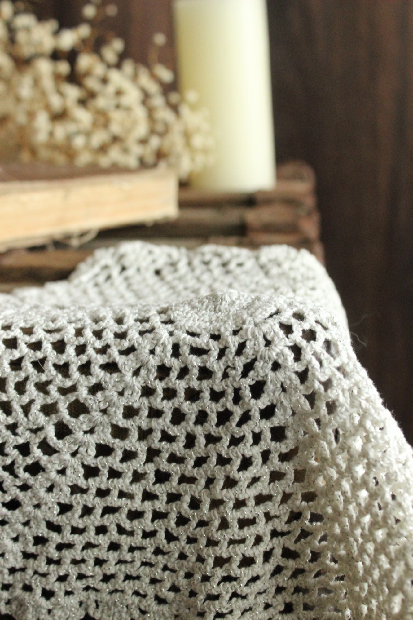 Vintage Doily with Silver Threads