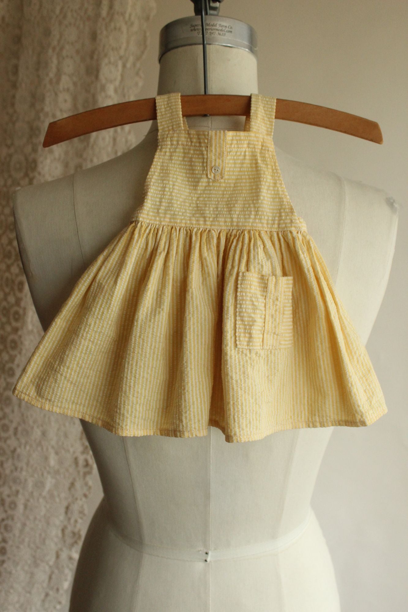 Vintage 1950s Yellow and White Cotton Baby Dress