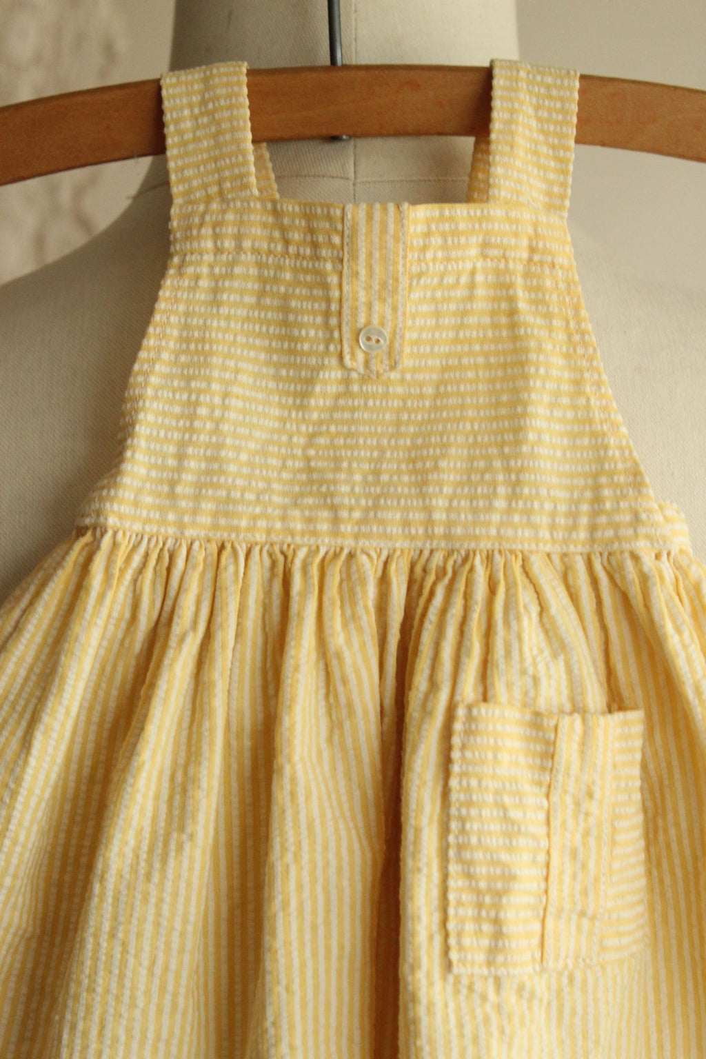 Vintage 1950s Yellow and White Cotton Baby Dress