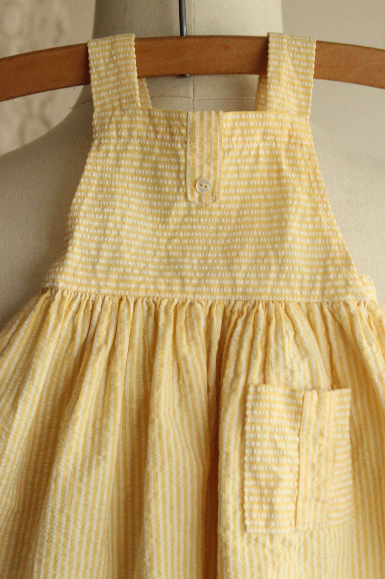 Vintage 1950s Yellow and White Cotton Baby Dress
