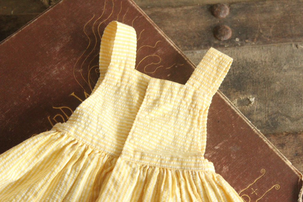 Vintage 1950s Yellow and White Cotton Baby Dress