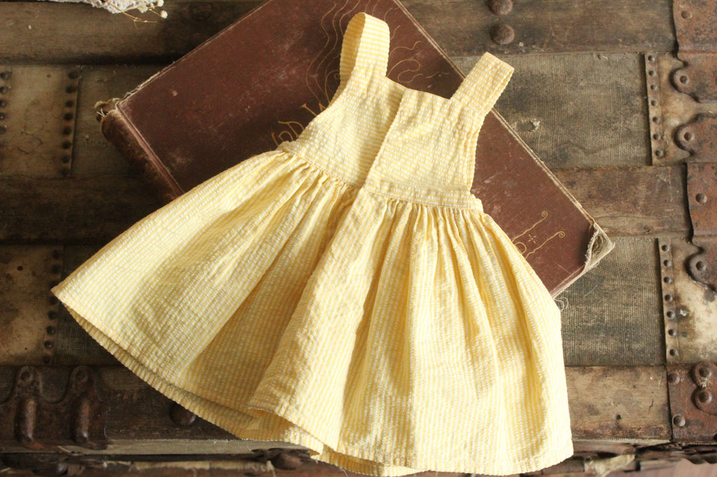 Vintage 1950s Yellow and White Cotton Baby Dress