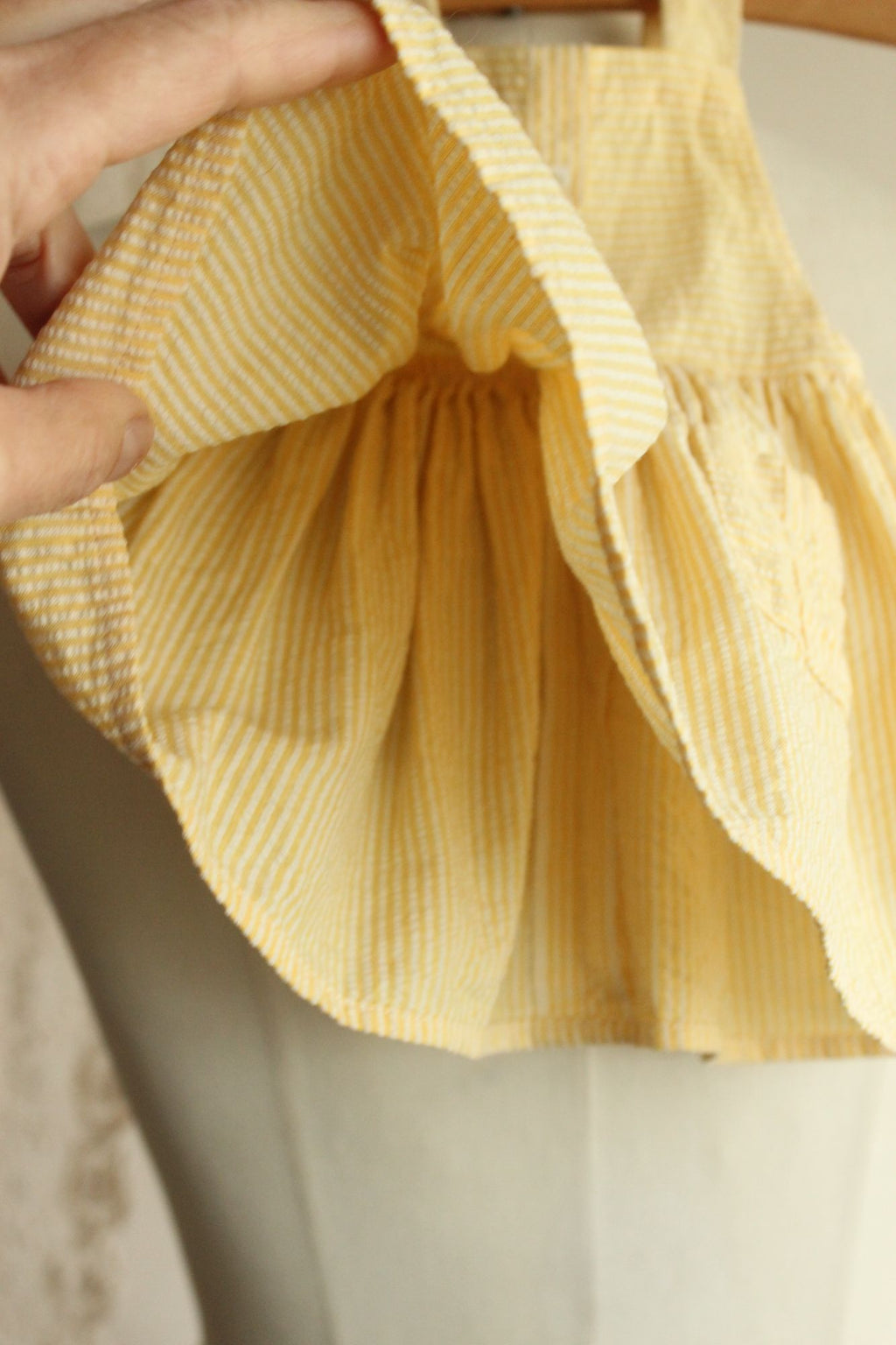 Vintage 1950s Yellow and White Cotton Baby Dress