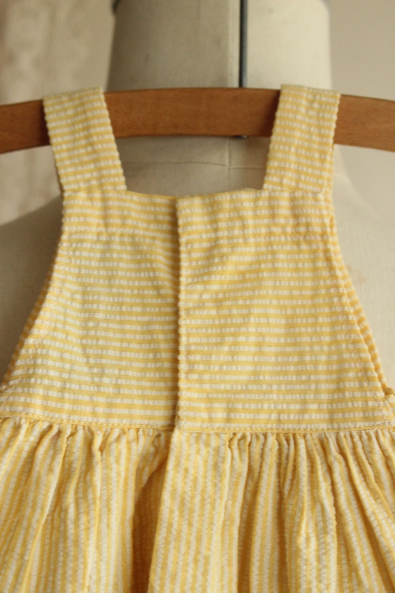 Vintage 1950s Yellow and White Cotton Baby Dress
