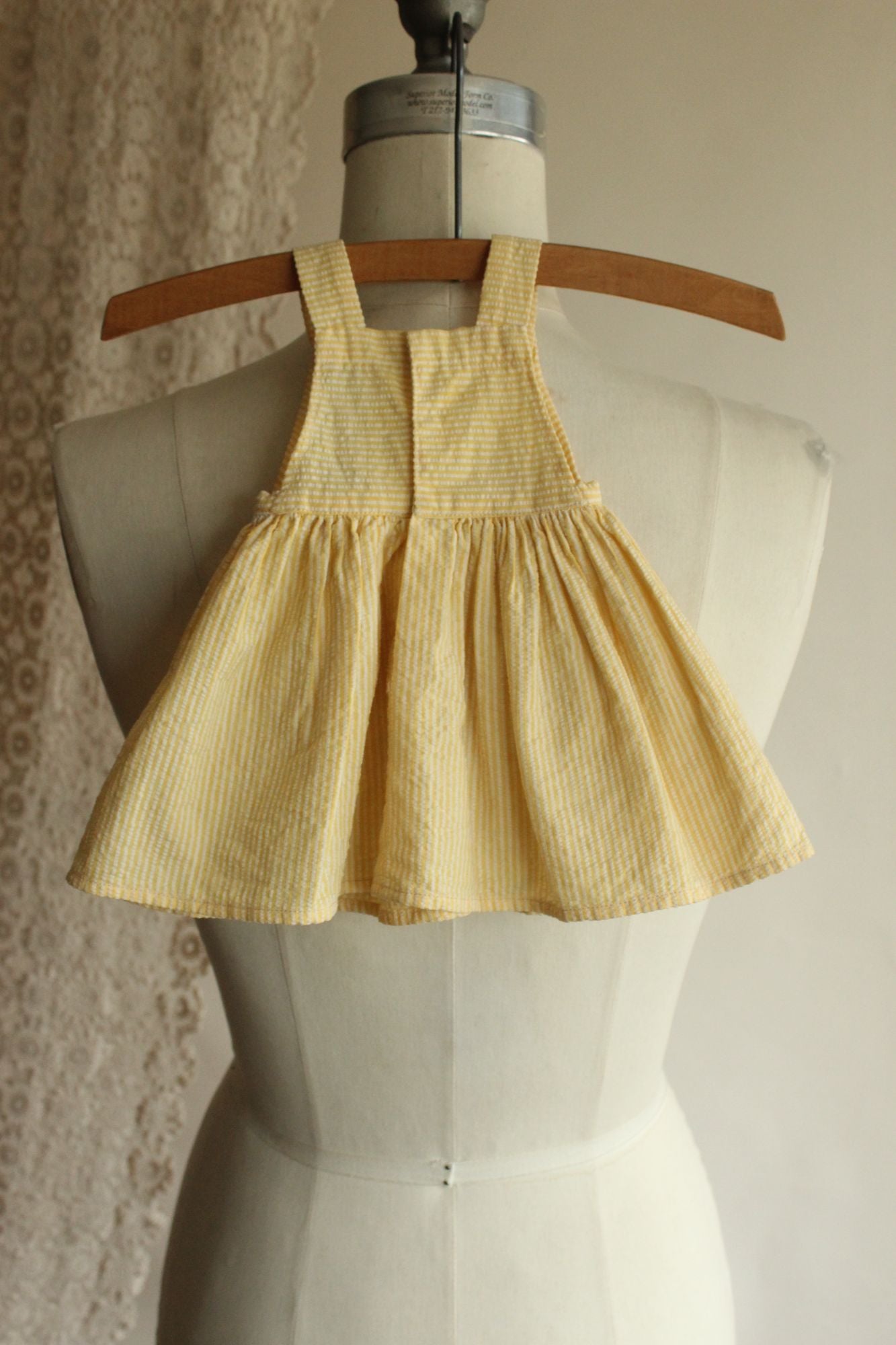 Vintage 1950s Yellow and White Cotton Baby Dress