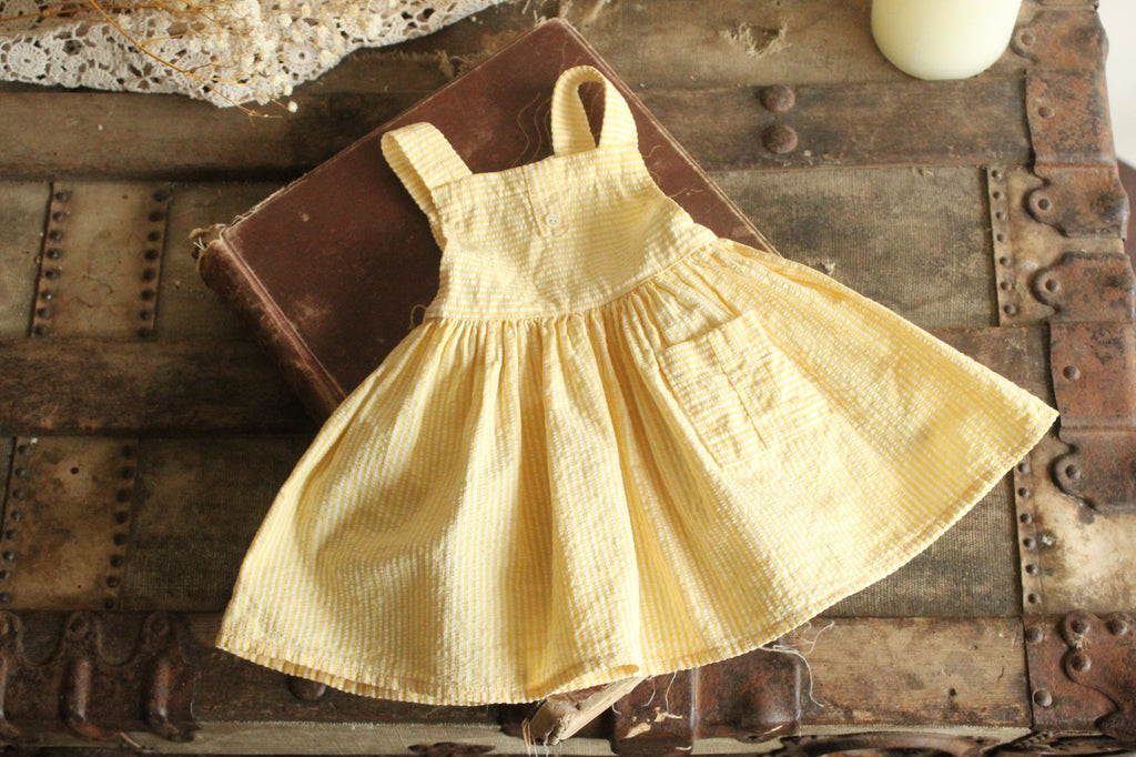 Vintage 1950s Yellow and White Cotton Baby Dress