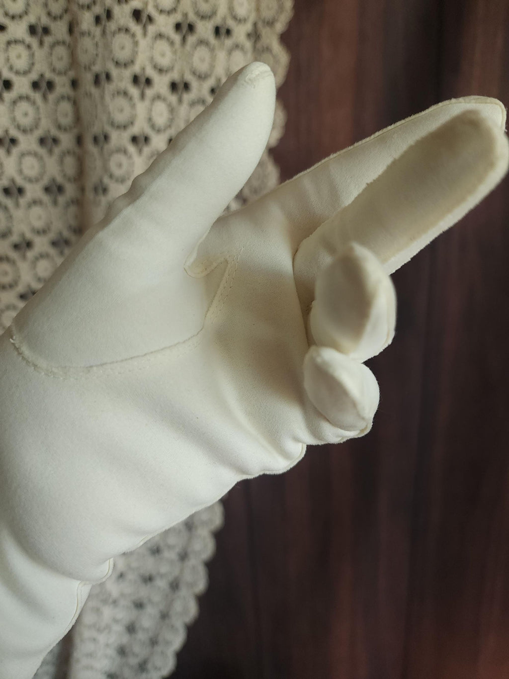 Vintage 1950s Frederick & Nelson Embroidered Winter White Gloves