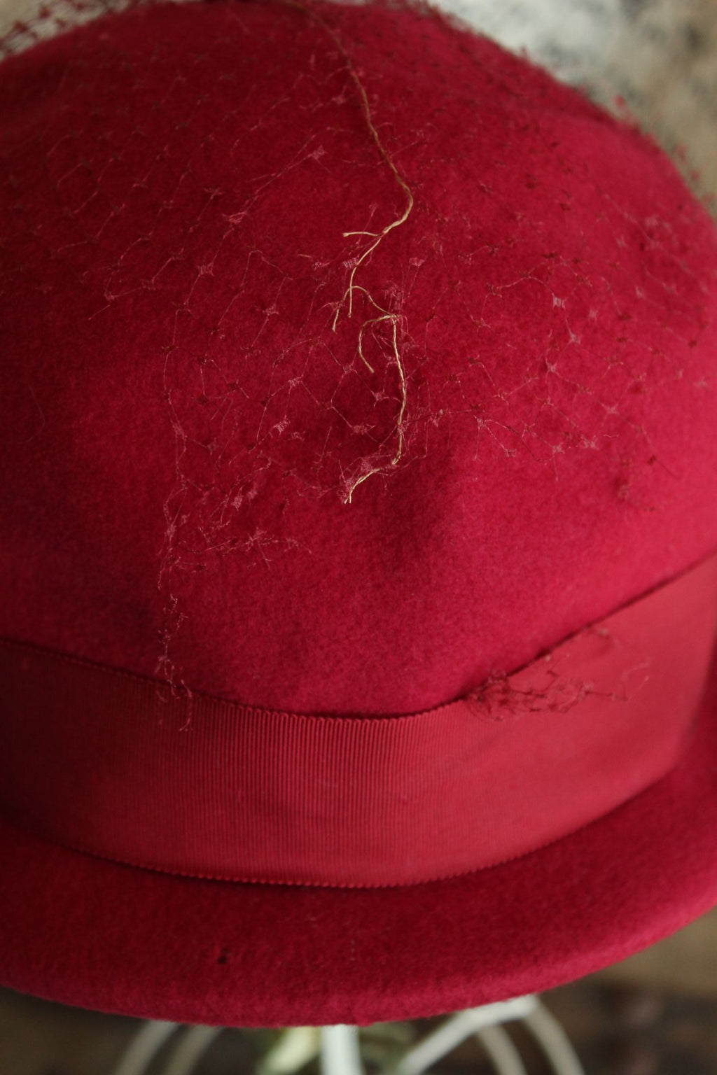 Vintage 1960s Raspberry Red Wool Cloche Hat
