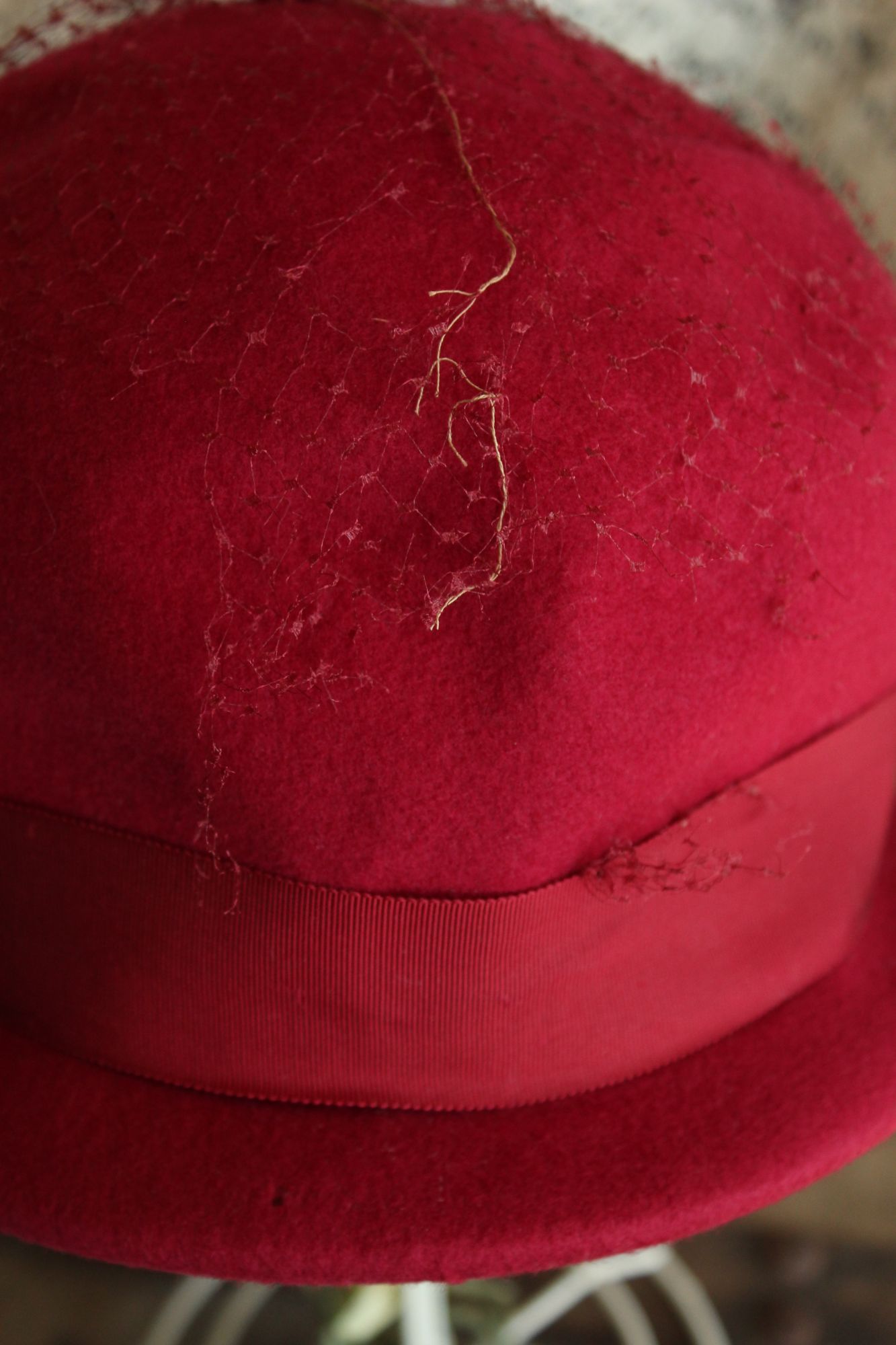 Vintage 1960s Raspberry Red Wool Cloche Hat